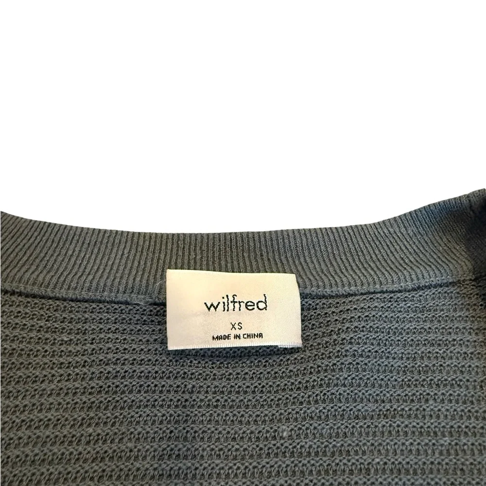 Wilfred Aritzia Ribbed Button Front Cropped Cardigan XS Blue Grey slate - Picture 4 of 5